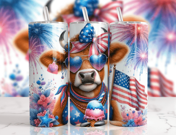 4th of July Cow Tumbler Wrap Embroidery Review