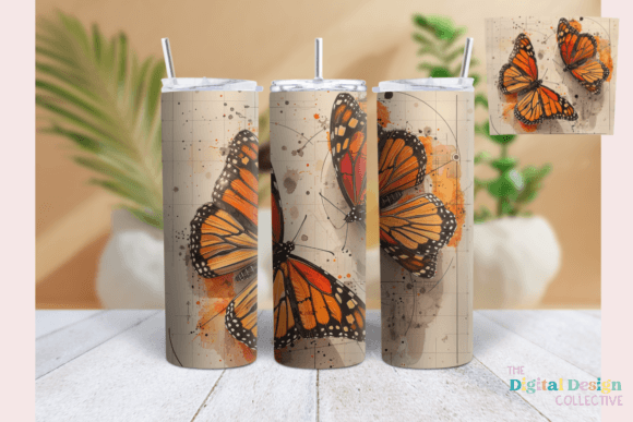 Butterfly Tumbler Wrap Design Monarchs