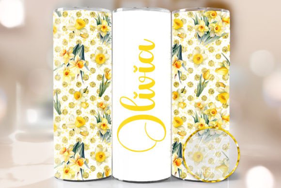 Daffodils Tumbler Wrap Custom Name PNG