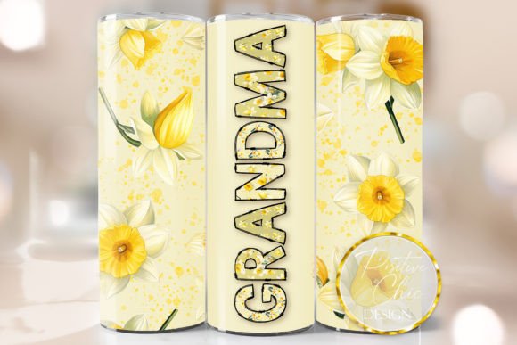 Grandma Spring Floral Tumbler Wrap PNG