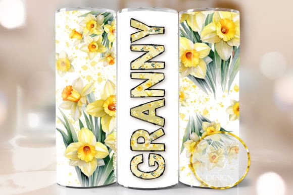 Granny Daffodils Tumbler Wrap Flower PNG