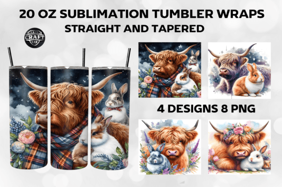 Highland Cow with Bunny Tumbler Wrap PNG Review