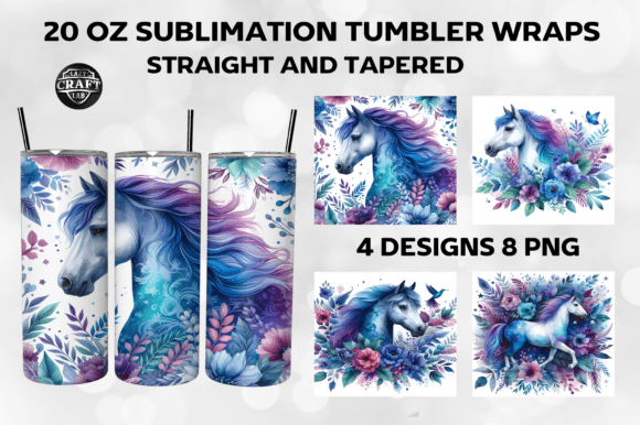 Horse with Floral Tumbler Wrap 20oz PNG Review